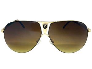 Classic Contemporary Modern Wrap Shield Style SUNGLASSES Sleek Gold Frame 1086