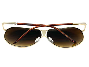 Classic Contemporary Modern Wrap Shield Style SUNGLASSES Sleek Gold Frame 1086