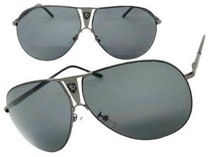 Classic Contemporary Modern Wrap Shield Style SUNGLASSES Sleek Gunmetal Frame 1086