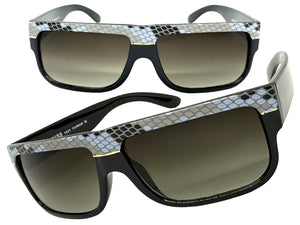 Classic Vintage Retro Hip Hop Rapper Pimp Style SUNGLASSES Thick Black Snakeskin Frame 1221