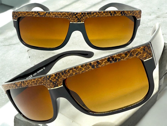 Classic Vintage Retro Hip Hop Rapper Pimp Style SUNGLASSES Thick Black Snakeskin Frame 1221