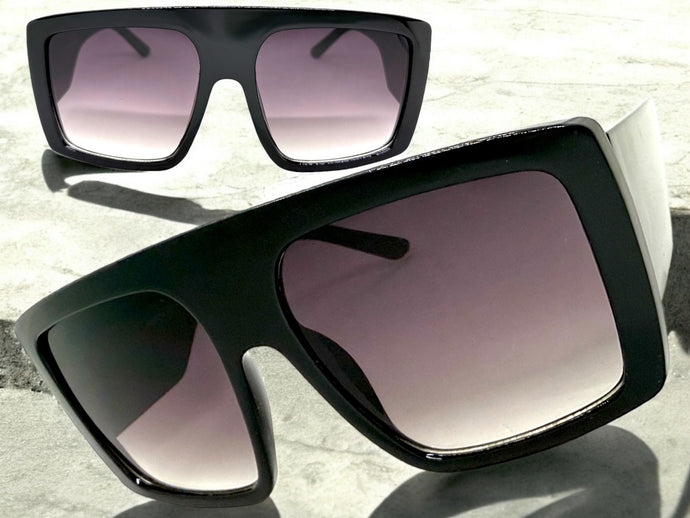 Oversized Exaggerated Classic Vintage Retro Style SUNGLASSES Large Thick Black Frame 2016