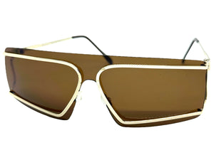 Futuristic Modern True Vintage Retro Style SUNGLASSES Sleek Gold Frame A029