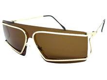 Futuristic Modern True Vintage Retro Style SUNGLASSES Sleek Gold Frame A029