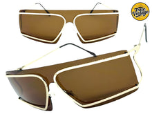 Futuristic Modern True Vintage Retro Style SUNGLASSES Sleek Gold Frame A029