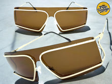 Futuristic Modern True Vintage Retro Style SUNGLASSES Sleek Gold Frame A029