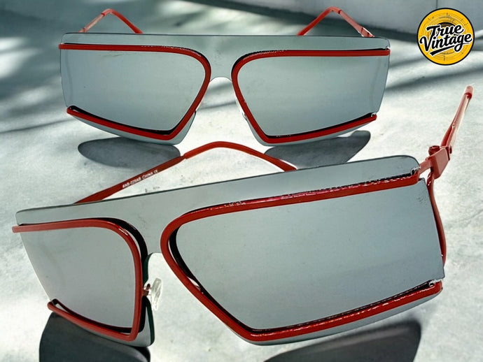 Futuristic Modern True Vintage Retro Style SUNGLASSES Sleek Red Frame A029