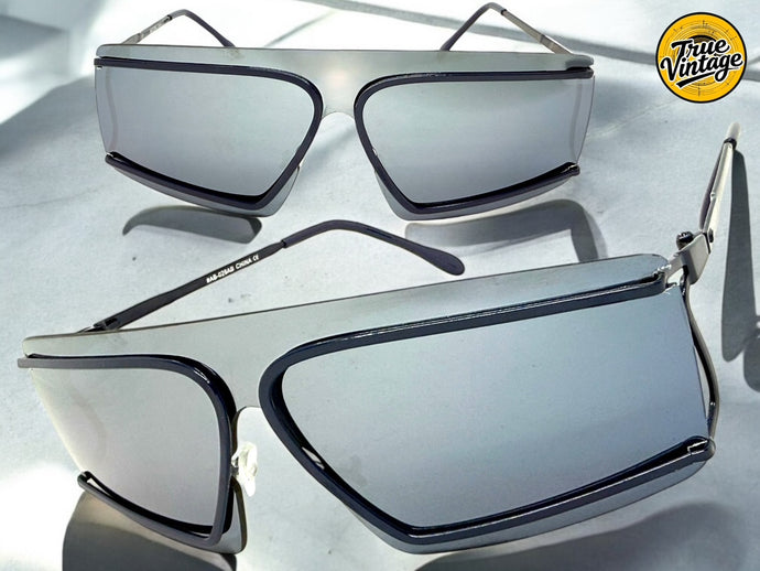 Futuristic Modern True Vintage Retro Style SUNGLASSES Sleek Blue Frame A029
