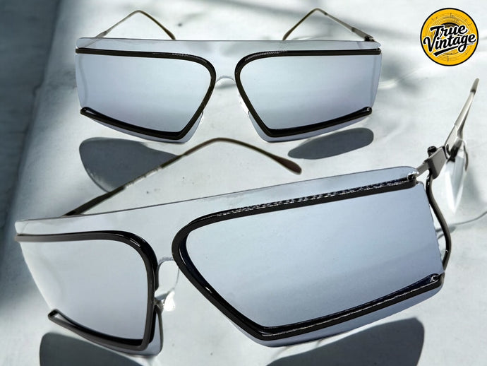 Futuristic Modern True Vintage Retro Style SUNGLASSES Sleek Black Frame A029