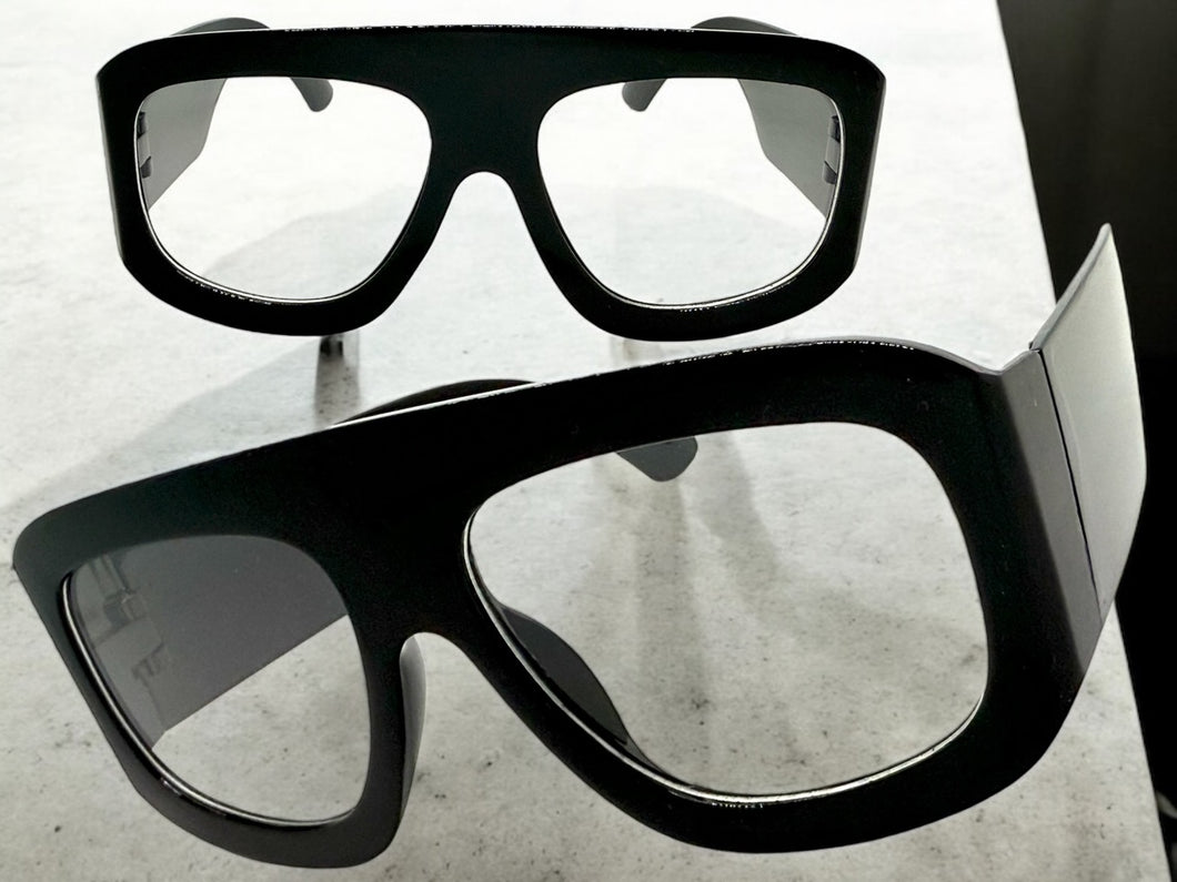 Oversized Exaggerated Vintage Retro Style Clear Lens EYEGLASSES Large Super Thick Black Frame 1386