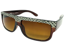 Classic Vintage Retro Hip Hop Rapper Pimp Style SUNGLASSES Thick Brown Snakeskin Frame 1221