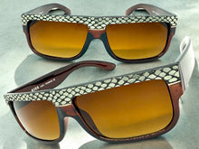 Classic Vintage Retro Hip Hop Rapper Pimp Style SUNGLASSES Thick Brown Snakeskin Frame 1221