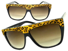 Oversized Classic Vintage Retro Style SUNGLASSES Large Black Leopard Frame 1201