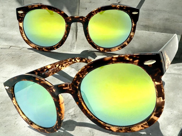 Exaggerated Classic Vintage Retro Style SUNGLASSES Round Tortoise Frame 1439