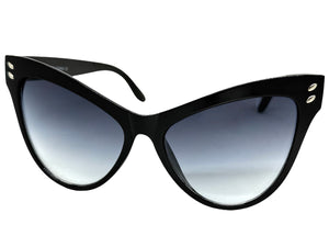 Oversized Exaggerated Classic Vintage Retro Cat Eye Style SUNGLASSES Large Black Frame 1825