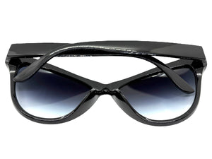 Oversized Exaggerated Classic Vintage Retro Cat Eye Style SUNGLASSES Large Black Frame 1825