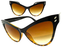 Oversized Exaggerated Classic Vintage Retro Cat Eye Style SUNGLASSES Large Black Frame 1825