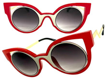 Classic Vintage Retro Cat Eye Style SUNGLASSES Funky & Unique Red Frame 1737