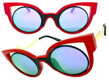Classic Vintage Retro Cat Eye Style SUNGLASSES Funky Red Frame - Purple Lens 1737