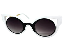Classic Vintage Retro Cat Eye Style SUNGLASSES Funky White & Black Frame 1737