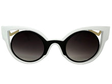 Classic Vintage Retro Cat Eye Style SUNGLASSES Funky White & Black Frame 1737