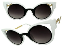 Classic Vintage Retro Cat Eye Style SUNGLASSES Funky White & Black Frame 1737