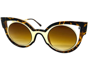 Classic Vintage Retro Cat Eye Style SUNGLASSES Funky Tortoise & Gold Frame 1737