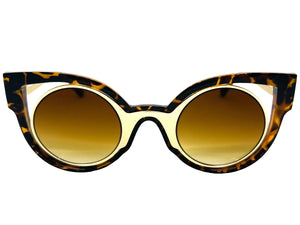 Classic Vintage Retro Cat Eye Style SUNGLASSES Funky Tortoise & Gold Frame 1737