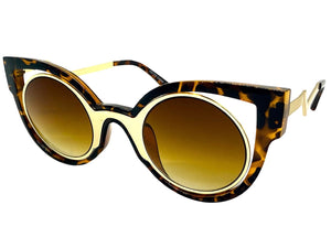 Classic Vintage Retro Cat Eye Style SUNGLASSES Funky Tortoise & Gold Frame 1737