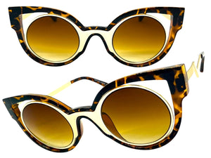 Classic Vintage Retro Cat Eye Style SUNGLASSES Funky Tortoise & Gold Frame 1737
