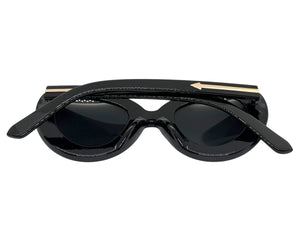 Exaggerated Classic Vintage Retro Cat Eye Style SUNGLASSES Funky Black & Gold Frame 1650