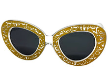 Exaggerated Classic Vintage Retro Cat Eye Style SUNGLASSES Funky Clear & Gold Frame 1650