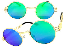 Classic Vintage Retro Style SUNGLASSES Round Gold Frame - Green Lens 2341