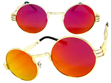 Classic Vintage Retro Style SUNGLASSES Round Gold Frame - Reddish Gold Lens 2341
