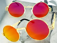 Classic Vintage Retro Style SUNGLASSES Round Gold Frame - Reddish Gold Lens 2341