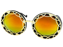 Oversized Exaggerated Vintage Retro Style SUNGLASSES Large Round Black Frame - Gold Lens 1670