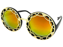 Oversized Exaggerated Vintage Retro Style SUNGLASSES Large Round Black Frame - Gold Lens 1670