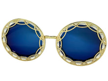 Oversized Exaggerated Vintage Retro Style SUNGLASSES Large Round White Frame - Blue Lens 1670