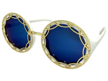 Oversized Exaggerated Vintage Retro Style SUNGLASSES Large Round White Frame - Blue Lens 1670