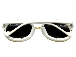 Oversized Exaggerated Vintage Retro Style SUNGLASSES Large Round White Frame - Blue Lens 1670