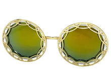 Oversized Exaggerated Vintage Retro Style SUNGLASSES Large Round White Frame - Gold Lens 1670