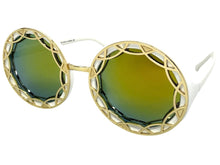 Oversized Exaggerated Vintage Retro Style SUNGLASSES Large Round White Frame - Gold Lens 1670