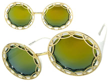 Oversized Exaggerated Vintage Retro Style SUNGLASSES Large Round White Frame - Gold Lens 1670
