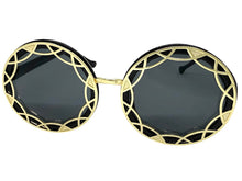 Oversized Exaggerated Vintage Retro Style SUNGLASSES Large Round Black Frame - Dark Lens 1670