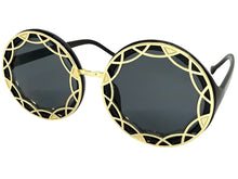 Oversized Exaggerated Vintage Retro Style SUNGLASSES Large Round Black Frame - Dark Lens 1670