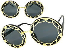 Oversized Exaggerated Vintage Retro Style SUNGLASSES Large Round Black Frame - Dark Lens 1670