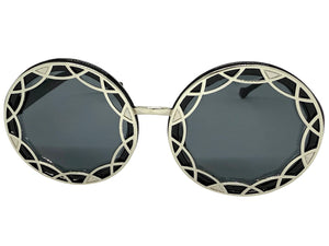 Oversized Exaggerated Vintage Retro Style SUNGLASSES Large Round Black Frame - Dark Lens 1670