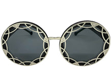 Oversized Exaggerated Vintage Retro Style SUNGLASSES Large Round Black Frame - Dark Lens 1670