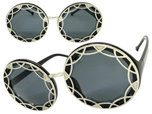 Oversized Exaggerated Vintage Retro Style SUNGLASSES Large Round Black Frame - Dark Lens 1670