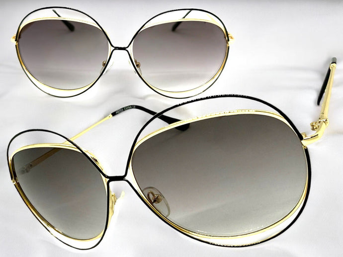 Oversized Exaggerated Vintage Retro Style SUNGLASSES Large Gold Frame A253